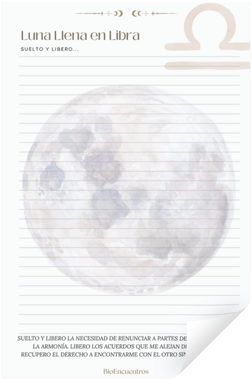 Página de registro personal para la Luna llena en Libra